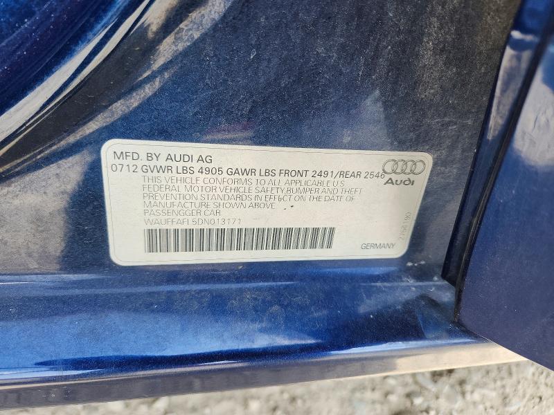 2013 Audi A4 მანქანა იყიდება აუქციონზე, vin: WAUFFAFL5DN013171, აუქციონის ნომერი: 48061116
