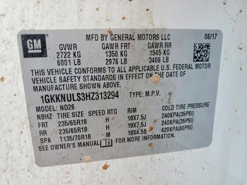 Продаж на аукціоні авто 2017 Gmc Acadia, vin: 1GKKNULS3HZ313294, номер лоту: 79651825
