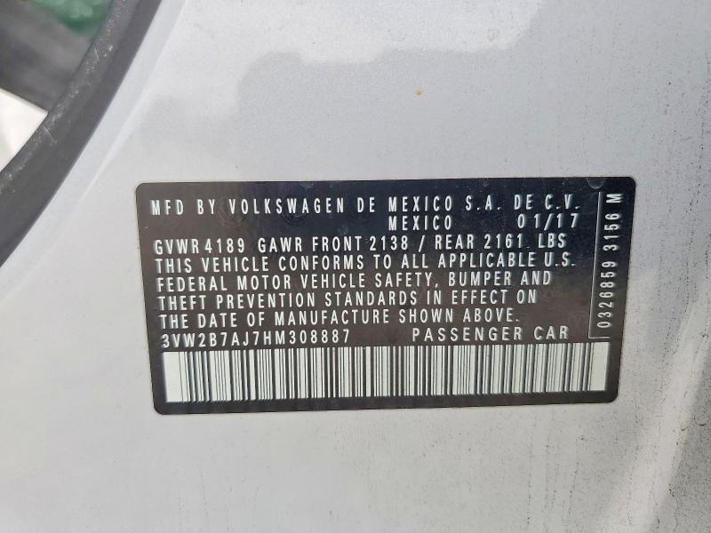 Продажа на аукционе авто 2017 Volkswagen Jetta, vin: 3VW2B7AJ7HM308887, номер лота: 79937875