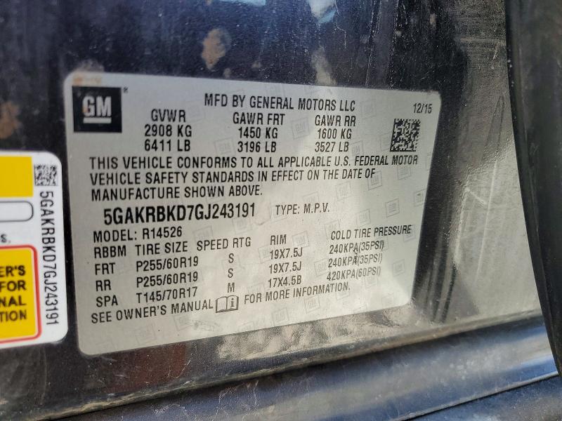 45992476 :رقم المزاد ، 5GAKRBKD7GJ243191 vin ، 2016 Buick Enclave مزاد بيع