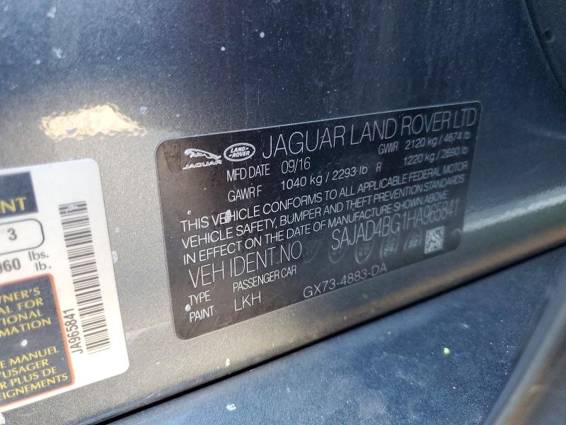 46833886 :رقم المزاد ، SAJAD4BG1HA965841 vin ، 2017 Jaguar Xe مزاد بيع