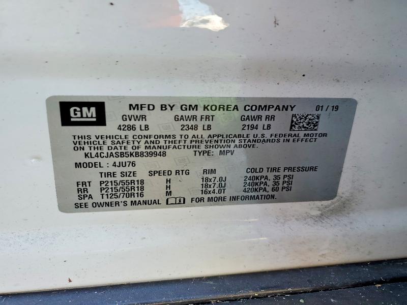 Aukcja sprzedaży 2019 Buick Encore, vin: KL4CJASB5KB839948, numer aukcji: 46568676