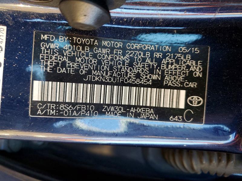 46689756 :رقم المزاد ، JTDKN3DU1F0458454 vin ، 2015 Toyota Prius مزاد بيع