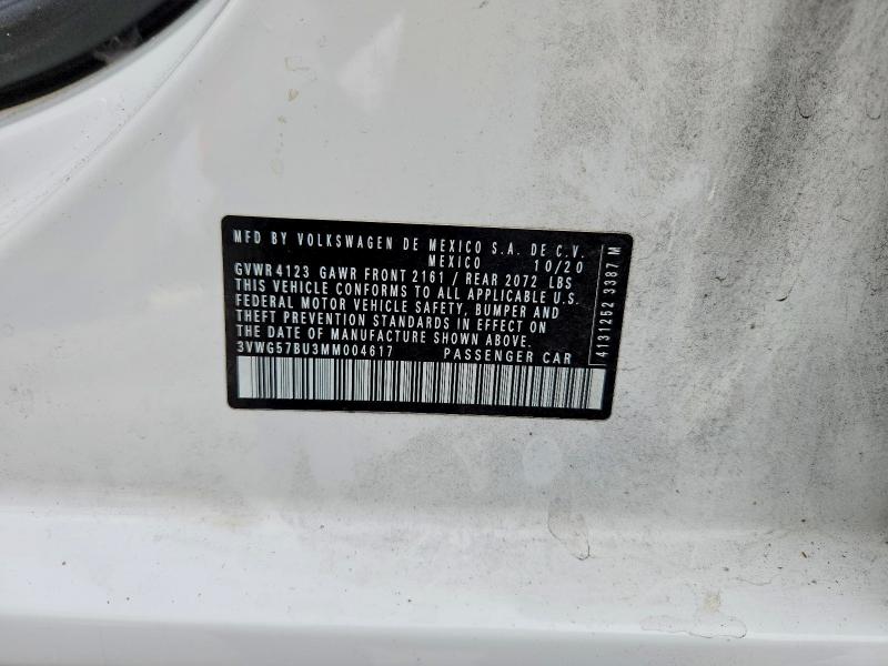 47062156 :رقم المزاد ، 3VWG57BU3MM004617 vin ، 2021 Volkswagen Jetta مزاد بيع