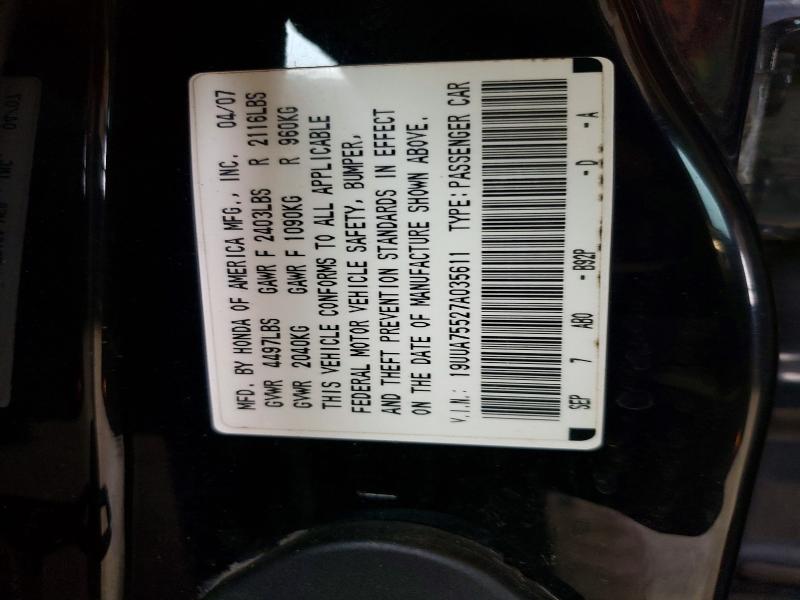 Aukcja sprzedaży 2007 Acura Tl, vin: 19UUA75527A035611, numer aukcji: 47737176