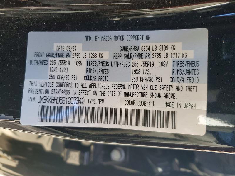 46607216 :رقم المزاد ، JM3KKBHD6S1207342 vin ، 2025 Mazda Cx-90 مزاد بيع