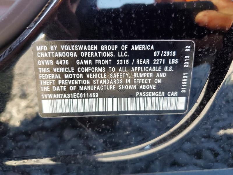 Aukcja sprzedaży 2014 Volkswagen Passat, vin: 1VWAH7A31EC011459, numer aukcji: 46239746