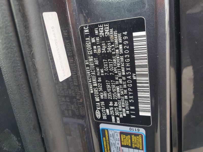 Aukcja sprzedaży 2017 Kia Sorento, vin: 5XYPGDA5XHG302994, numer aukcji: 47723636