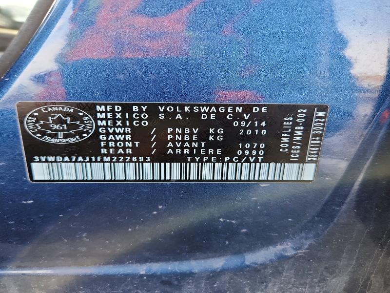 Aukcja sprzedaży 2015 Volkswagen Jetta, vin: 3VWDA7AJ1FM222693, numer aukcji: 77688495