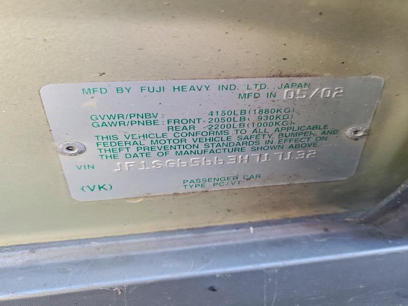 2003 Subaru Forester მანქანა იყიდება აუქციონზე, vin: JF1SG65663H717132, აუქციონის ნომერი: 47977036