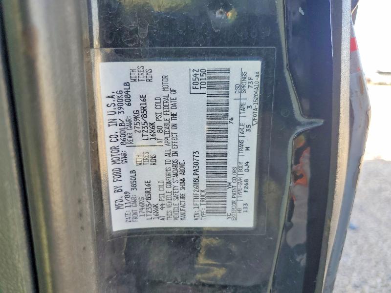 41794696 :رقم المزاد ، 1FTHF26H8LPA30773 vin ، 1990 Ford F250 مزاد بيع