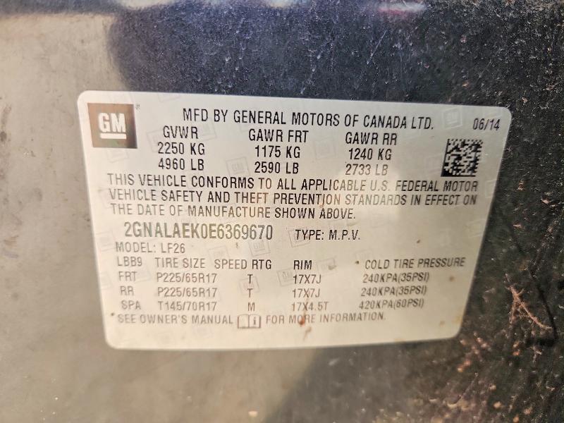 Продажа на аукционе авто 2014 Chevrolet Equinox, vin: 2GNALAEK0E6369670, номер лота: 41779006