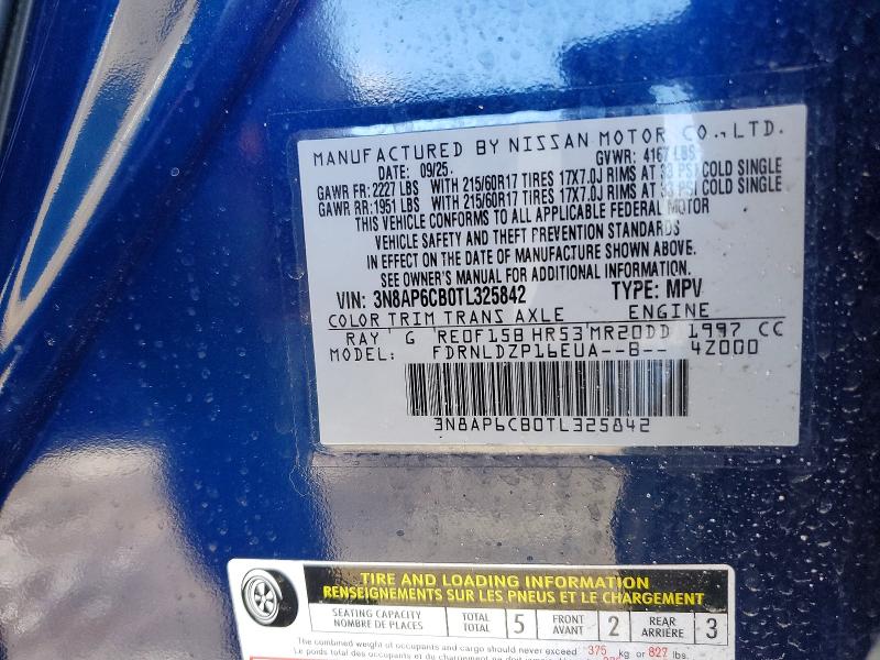 2026 Nissan Kicks მანქანა იყიდება აუქციონზე, vin: 3N8AP6CB0TL325842, აუქციონის ნომერი: 79732745