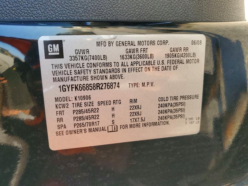 Продаж на аукціоні авто 2008 Cadillac Escalade, vin: 1GYFK66858R276874, номер лоту: 79646065