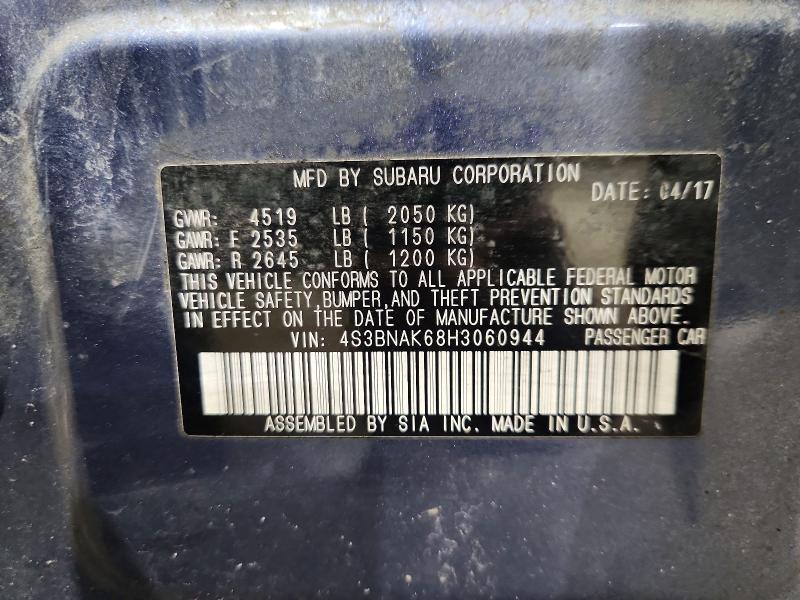 Продаж на аукціоні авто 2017 Subaru Legacy, vin: 4S3BNAK68H3060944, номер лоту: 46828946