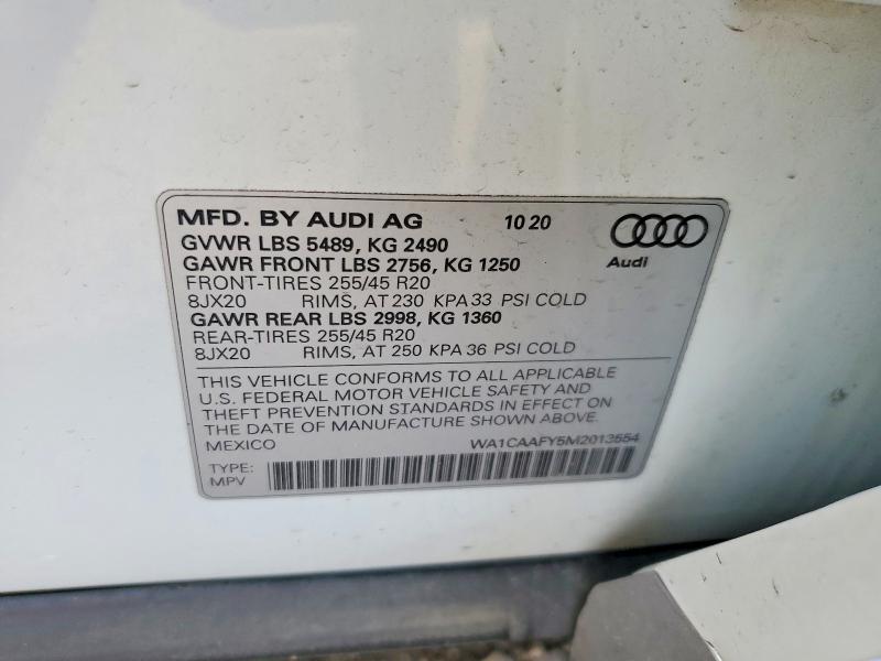 Продажа на аукционе авто 2021 Audi Q5, vin: WA1CAAFY5M2013554, номер лота: 47288466
