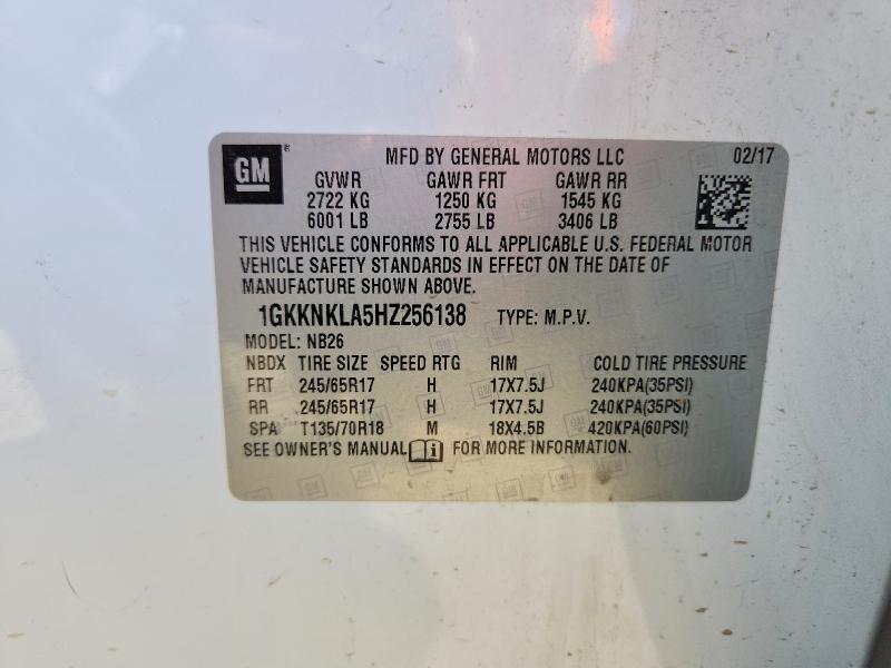 Aukcja sprzedaży 2017 Gmc Acadia, vin: 1GKKNKLA5HZ256138, numer aukcji: 45998826