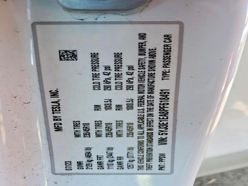 45604276 :رقم المزاد ، 5YJ3E1EA8PF618491 vin ، 2023 Tesla Model 3 مزاد بيع