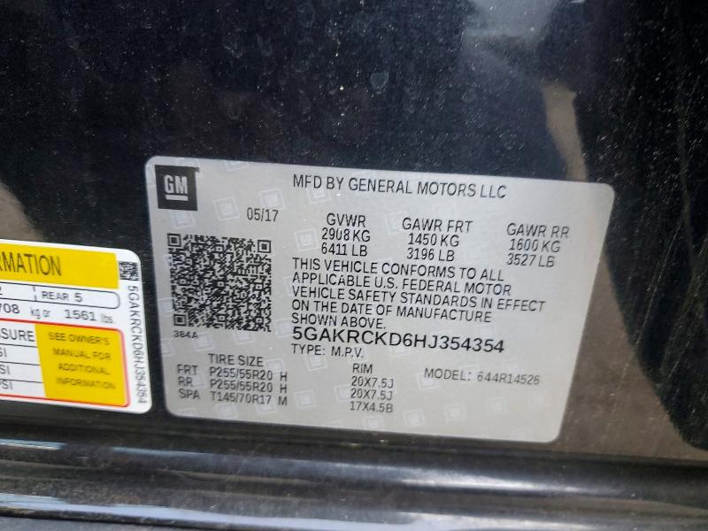 47793626 :رقم المزاد ، 5GAKRCKD6HJ354354 vin ، 2017 Buick Enclave مزاد بيع