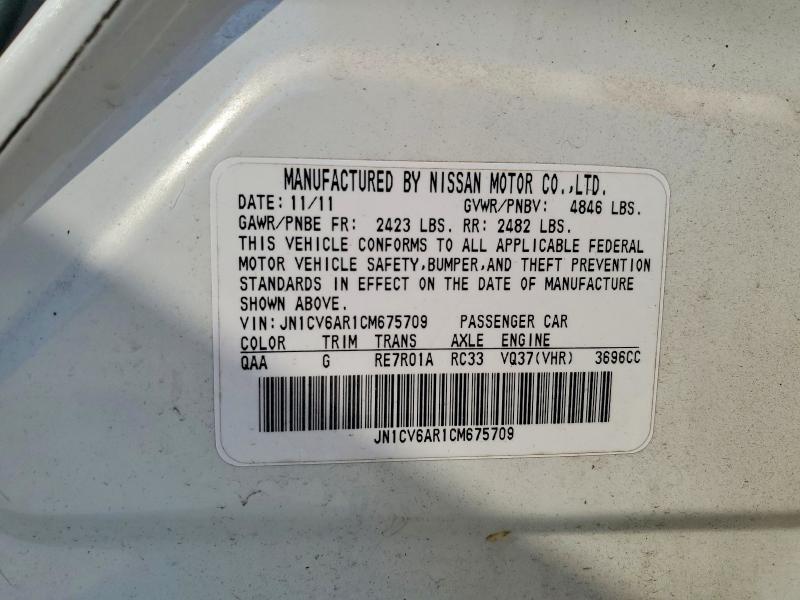 45626146 :رقم المزاد ، JN1CV6AR1CM675709 vin ، 2012 Infiniti G37 Sedan مزاد بيع