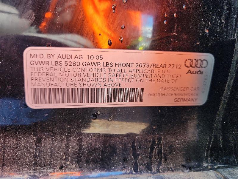 46025626 :رقم المزاد ، WAUDH74F96N090646 vin ، 2006 Audi A6 مزاد بيع