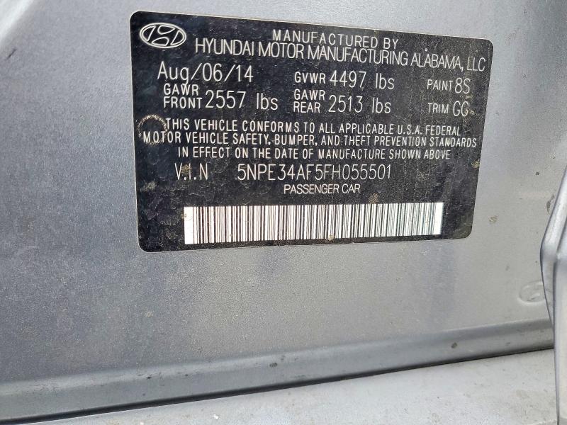 48274106 :رقم المزاد ، 5NPE34AF5FH055501 vin ، 2015 Hyundai Sonata مزاد بيع