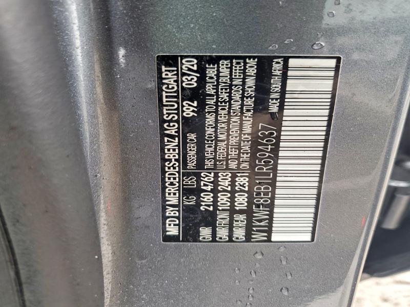 Продаж на аукціоні авто 2020 Mercedes-benz C, vin: W1KWF8EB1LR594637, номер лоту: 79218865