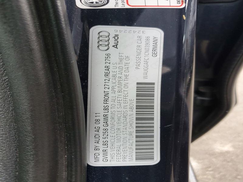 48449966 :رقم المزاد ، WAUGGAFC1CN039086 vin ، 2012 Audi A6 مزاد بيع