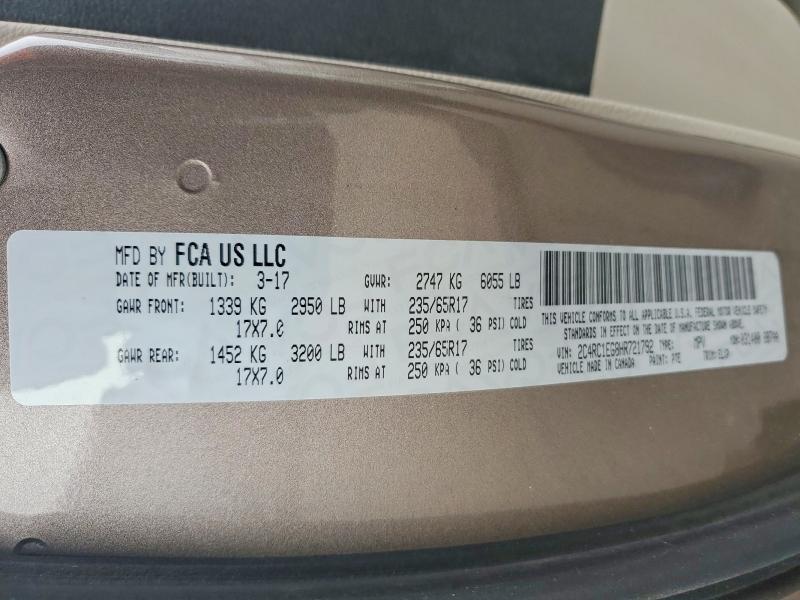 Продажа на аукционе авто 2017 Chrysler Pacifica, vin: 2C4RC1EG8HR721792, номер лота: 45836166