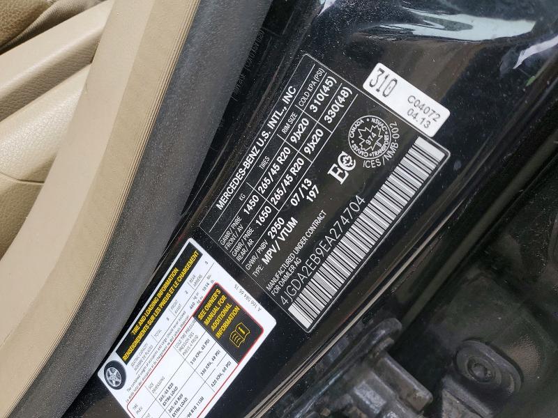 2014 Mercedes-benz Ml მანქანა იყიდება აუქციონზე, vin: 4JGDA2EB9EA274704, აუქციონის ნომერი: 41875926