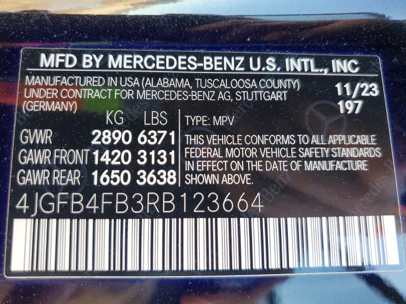 Продажа на аукционе авто 2024 Mercedes-benz Gle, vin: 4JGFB4FB3RB123664, номер лота: 45876696