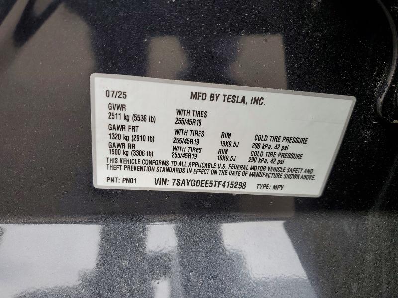 Aukcja sprzedaży 2026 Tesla Model Y, vin: 7SAYGDEE5TF415298, numer aukcji: 48353466