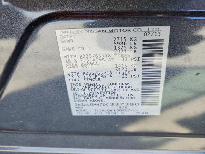 48333876 :رقم المزاد ، 5N1AL0MN7DC337380 vin ، 2013 Infiniti Jx35 مزاد بيع