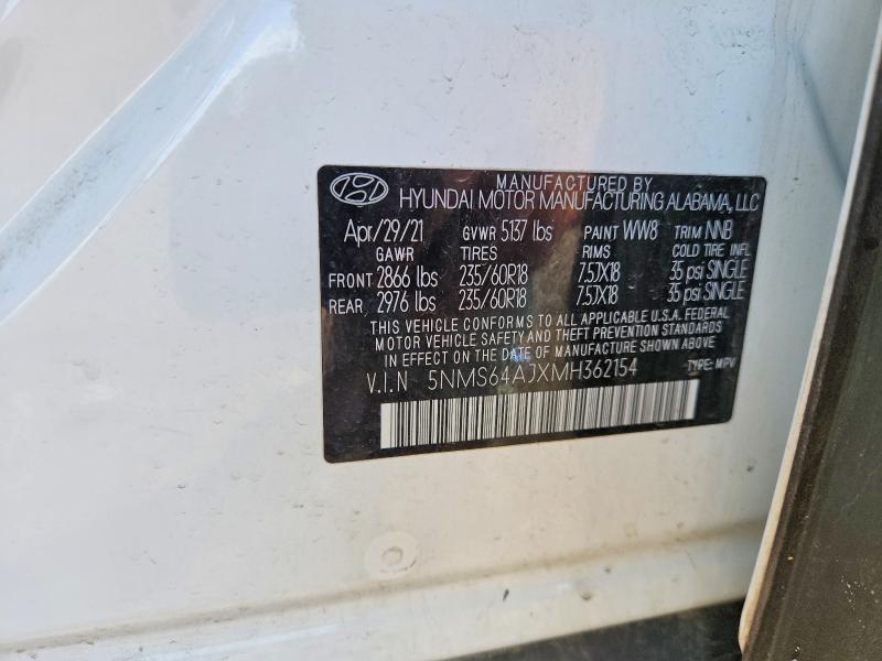 Продаж на аукціоні авто 2021 Hyundai Santa Fe, vin: 5NMS64AJXMH362154, номер лоту: 47924986