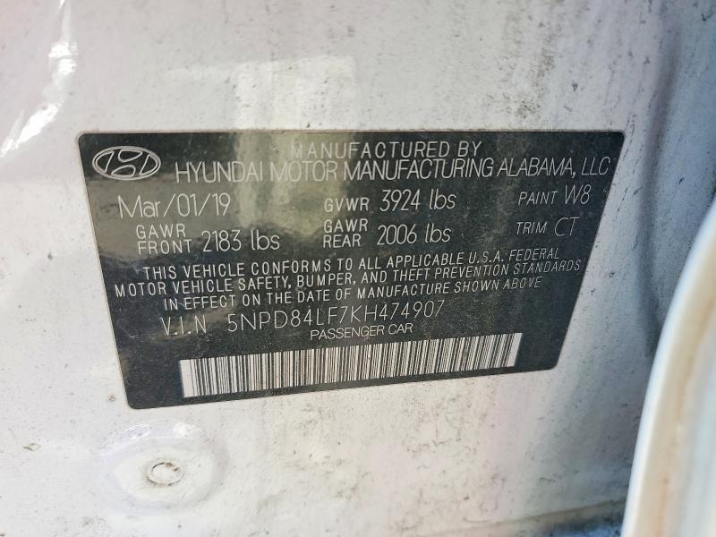 Aukcja sprzedaży 2019 Hyundai Elantra, vin: 5NPD84LF7KH474907, numer aukcji: 46887186