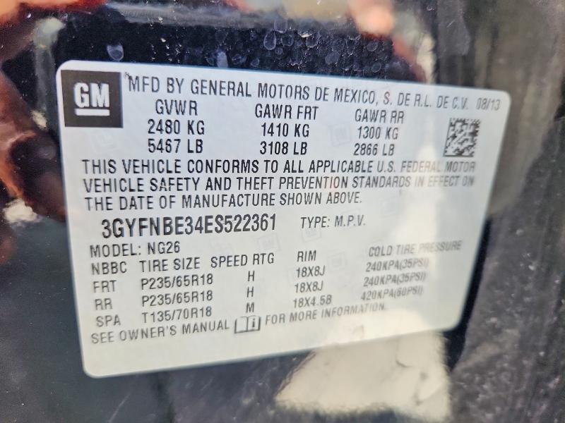 45470976 :رقم المزاد ، 3GYFNBE34ES522361 vin ، 2014 Cadillac Srx مزاد بيع