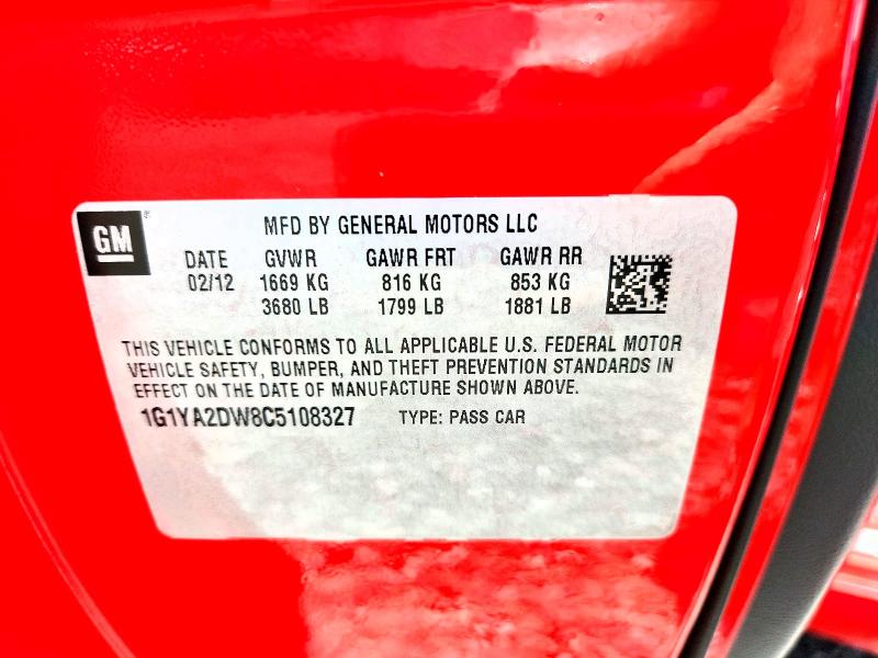 45606566 :رقم المزاد ، 1G1YA2DW8C5108327 vin ، 2012 Chevrolet Corvette مزاد بيع