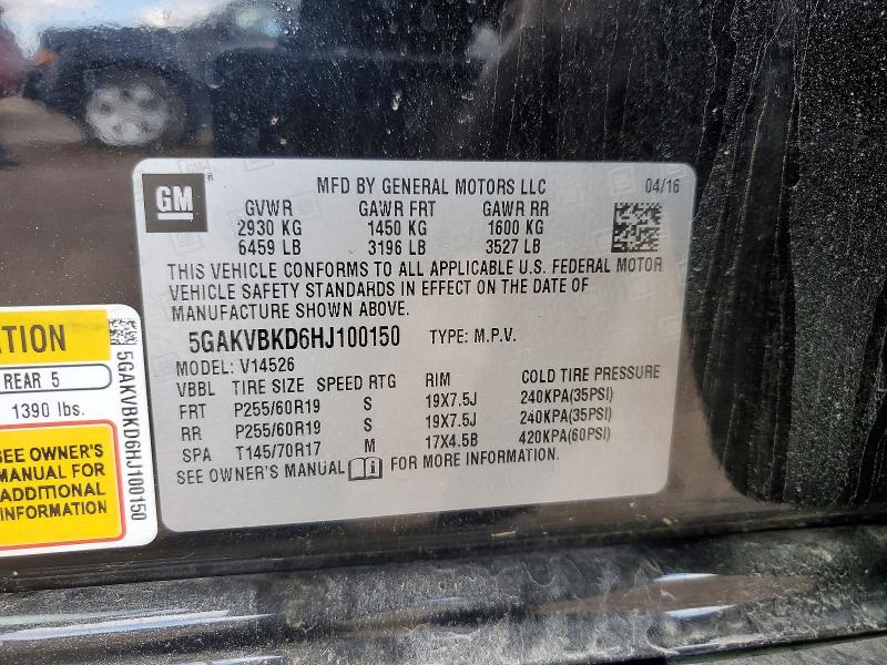 46233916 :رقم المزاد ، 5GAKVBKD6HJ100150 vin ، 2017 Buick Enclave مزاد بيع