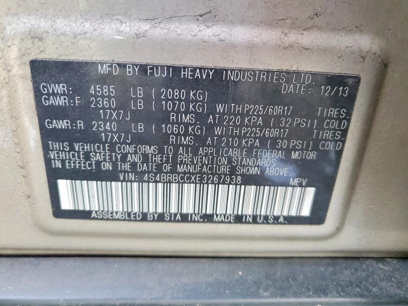 Aukcja sprzedaży 2014 Subaru Outback, vin: 4S4BRBCCXE3267938, numer aukcji: 41704036