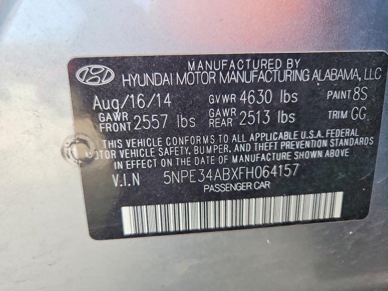 48054256 :رقم المزاد ، 5NPE34ABXFH064157 vin ، 2015 Hyundai Sonata مزاد بيع