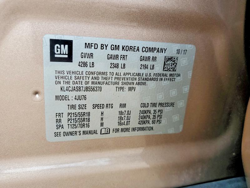 Продажа на аукционе авто 2018 Buick Encore, vin: KL4CJASB7JB556370, номер лота: 79937785