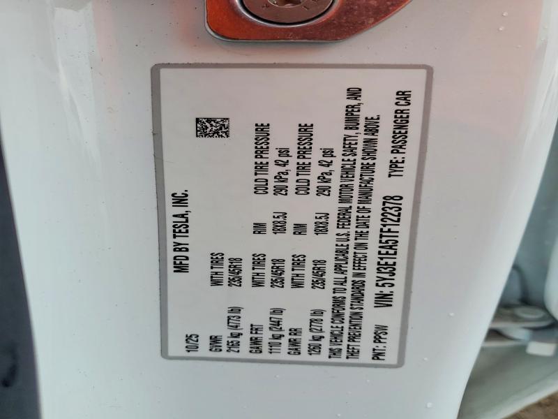 Продажа на аукционе авто 2026 Tesla Model 3, vin: 5YJ3E1EA5TF122378, номер лота: 48149306