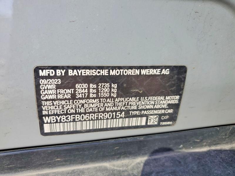 Aukcja sprzedaży 2024 Bmw I4, vin: WBY83FB06RFR90154, numer aukcji: 46406936