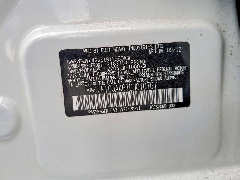 Aukcja sprzedaży 2013 Subaru Impreza, vin: JF1GJAA67DH010767, numer aukcji: 79826765