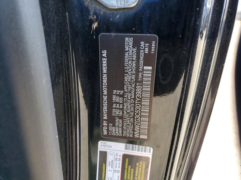46391926 :رقم المزاد ، WMWZG3C53DTY39881 vin ، 2013 Mini Cooper مزاد بيع