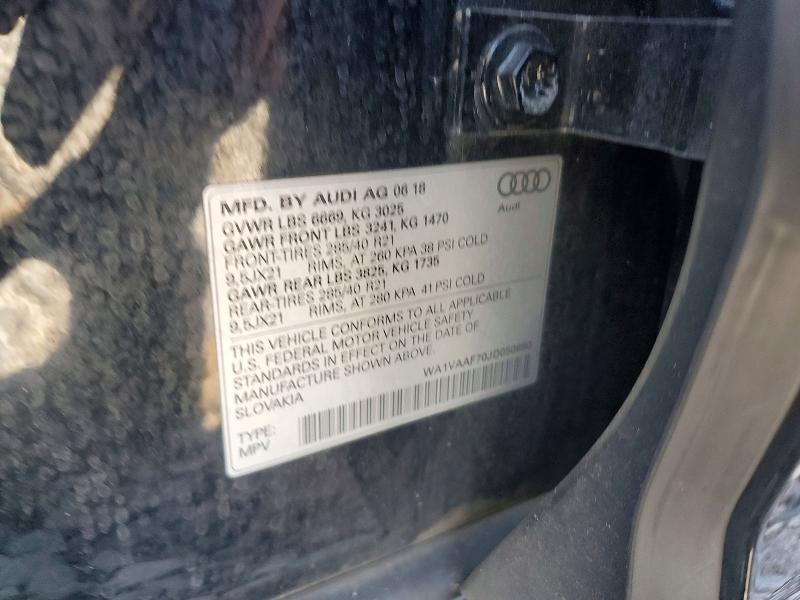 2018 Audi Q7 მანქანა იყიდება აუქციონზე, vin: WA1VAAF70JD050690, აუქციონის ნომერი: 47166526