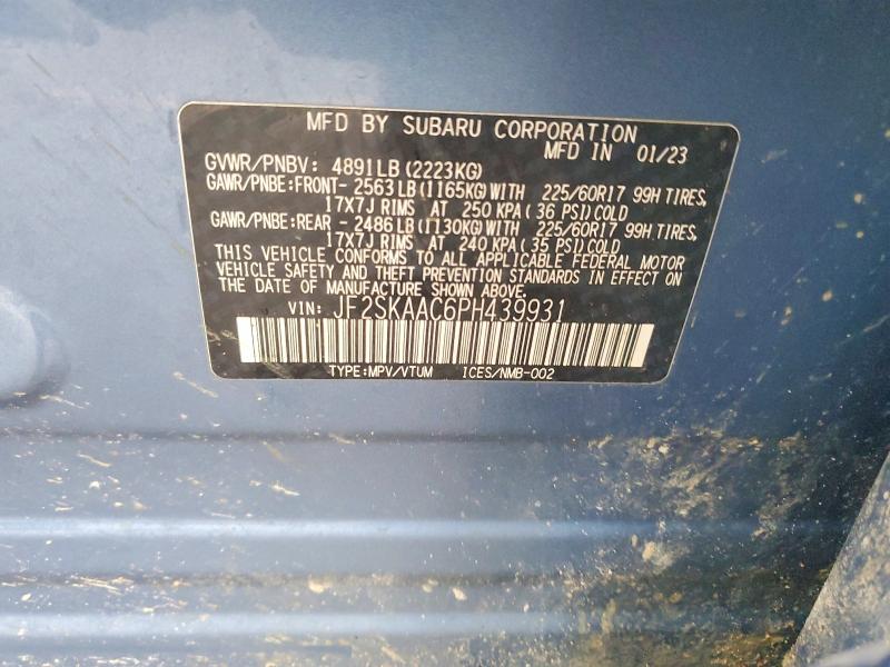 Aukcja sprzedaży 2023 Subaru Forester, vin: JF2SKAAC6PH439931, numer aukcji: 79312515