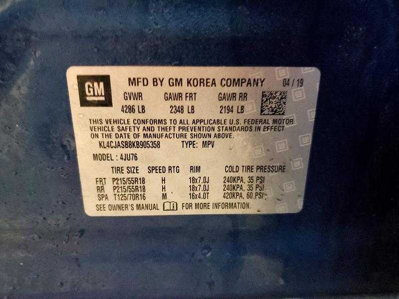 Продажа на аукционе авто 2019 Buick Encore, vin: KL4CJASB8KB905358, номер лота: 45764306