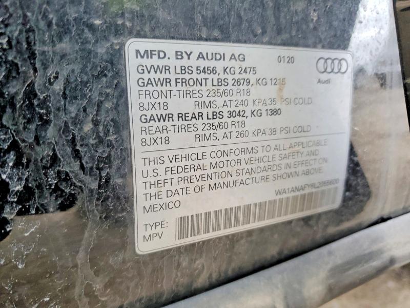 47174596 :رقم المزاد ، WA1ANAFY6L2055600 vin ، 2020 Audi Q5 مزاد بيع