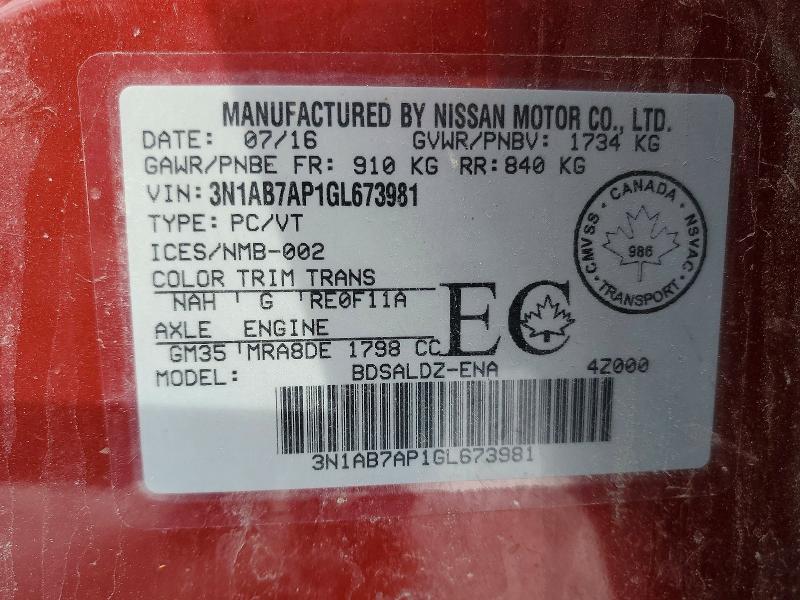 Продаж на аукціоні авто 2016 Nissan Sentra, vin: 3N1AB7AP1GL673981, номер лоту: 79210265